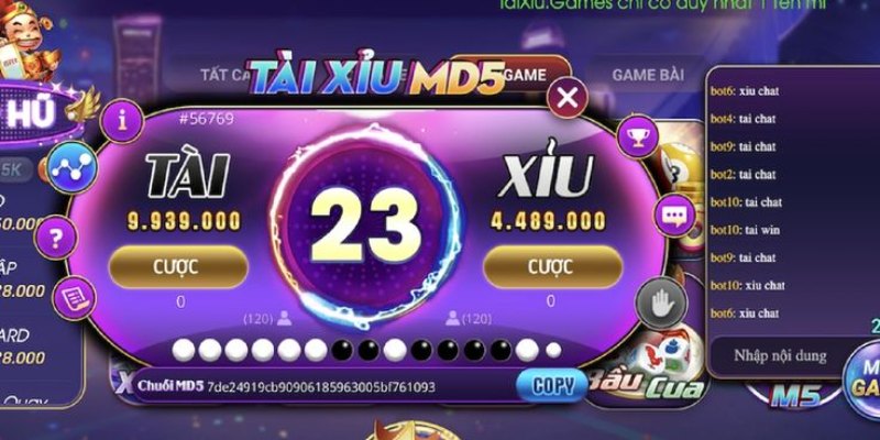 Hình thức đặt cược tài xỉu mã hóa MD5